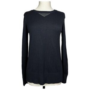 Lululemon Sunset Savasana Sweater S Black Merino Wool Open Knit Cross Back Yoga